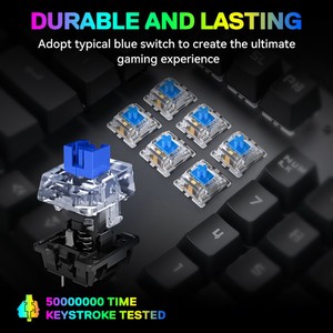 Teclado Mecánico para Juegos T-WOLF T18 USB con Cable, Retroiluminación RGB, 87 Teclas <span class=keywords><strong>TKL</strong></span> para Computadora de Escritorio, Teclado Gamer - Product Image 6