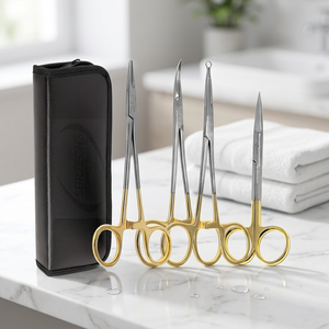 Goldgriff-Haartransplantations-Implantationszangen-Set, 4-teilig, Medizinisches Naht-Trainingsinstrumenten-Kit - Product Image 2