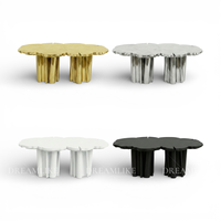 Table de banquet de luxe moderne en acier inoxydable avec finition miroir, durable, pour événements, mariages, fêtes en extérieur et mobilier hôtelier