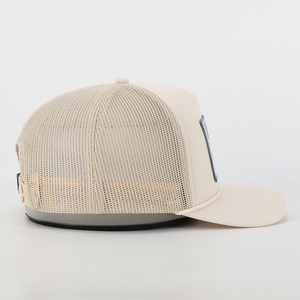 All'ingrosso di alta qualità alla moda 5-pannello curvo a bordo sportivo maglia con scatto posteriore cappellino da Baseball tessuto toppa Logo stile immagine del camionista - Product Image 4