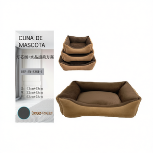 Set di 3 Cucce per Cani Super Morbide Color Caffè in Corduroy+Crystal - Product Image 2