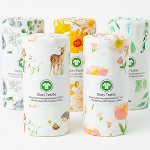 Couverture d'emmaillotage et d'allaitement <span class=keywords><strong>en</strong></span> mousseline de coton de <span class=keywords><strong>bambou</strong></span> GOTS 47x47 surdimensionnée, personnalisable et imprimée, prix usine, vente <span class=keywords><strong>en</strong></span> gros - Product Image 2