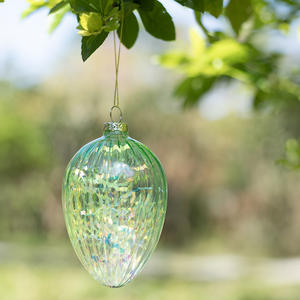 Décoration de Pâques Ornement suspendu Oeuf en verre transparent avec fleurs Fournitures de vacances Idée cadeau - Product Image 2