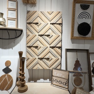 All'ingrosso rustico geometrico Splicing in legno forma <span class=keywords><strong>rettangolare</strong></span> oggetto colorato casa <span class=keywords><strong>soggiorno</strong></span> in legno arte decorazione appesa a parete - Product Image 6