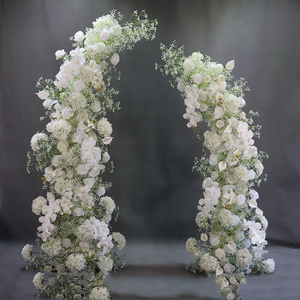 Arche de mariage en forme de trompette avec toile de fond florale, arrangement d'arche de fleurs artificielles, décoration de mariage - Product Image 3