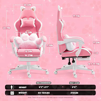 Chaise de jeu ergonomique en cuir PU avec repose-pieds, coussin lombaire pour filles, pour la maison, les jeux et le bureau