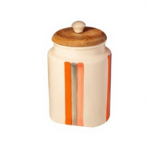 Best Quality Handcrafted Ceramic <b>Jar</b> with Glazed Finish Cover Decorative Design <b>for</b> <b>Kitchen</b> <b>Storage</b> Home Decor Display Sale - Product Image 1