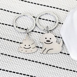 Llavero de Acero Inoxidable con Diseño de Perro que No Come Excrementos, Divertido y Bonito, Colgante Creativo para Parejas, Regalo para el Bienestar - Product Image 1