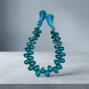 Grossiste de perles de topaze bleue de Londres, quartz facetté, marquises, briolettes, marque Rozrincrystals.com, modèle HDBDS-53, provenant du Gujarat. - Product Image 3