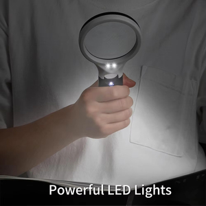 Wholesale New Handheld 3-4X <b>Magnifying</b> Glass With 3 LED <b>Light</b> Reading Jewelry Inspection Tool - Product Image 6