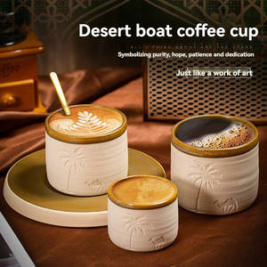 Tasse à café expresso en céramique rustique de style arabe du Moyen-Orient, tasse à eau créative en céramique souvenir avec chameau du désert - Product Image 2