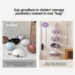 Bolsa de Almacenamiento de Pelotas para Colgar en la Pared, Organizador con Bolsillos de Malla, para Baloncesto, Fútbol, Hogar, Garaje, Equipo Deportivo, Juguetes - Product Image 4