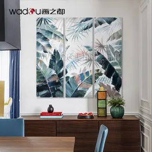 फैशन कस्टम तेल चित्रों कला थोक गृह सजावट प्राकृतिक उष्णकटिबंधीय पौधों 3 पैनलों दीवार पेंटिंग कैनवास