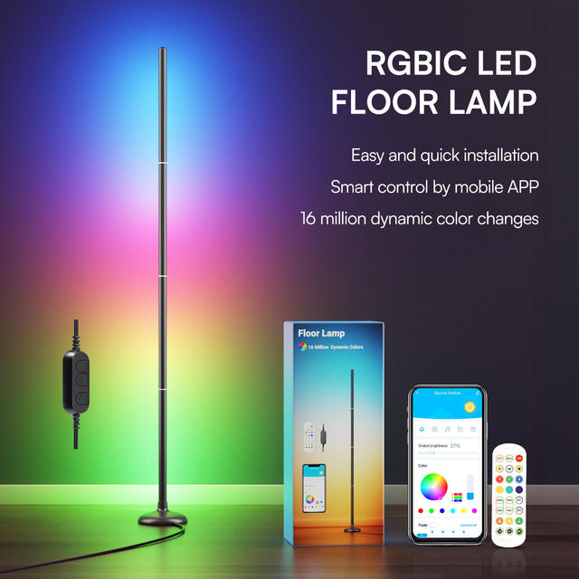 Smart Contemporary LED Floor Lamp Industrial Style APP-Controlled Brightness Adjustable Light Dimmable Decorative Smart Lighting