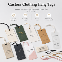 Étiquettes personnalisées pour vêtements, en papier ou en tissu, avec logo imprimé et cordon, pour l'emballage de marques de vêtements