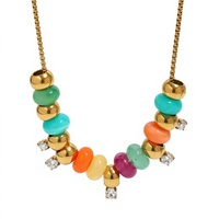 Charme coloré amovible pour femme en acier inoxydable 316L plaqué or 18 carats avec zircon, perle d'eau douce et perle acrylique – Cadeau