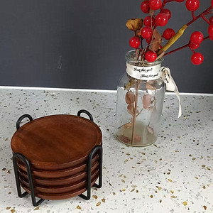 Wooden Coaster Set Solid Wood Heat Insulating <b>Mat</b> For Coffee Tea Cup Restaurant <b>Bar</b> Use - Product Image 3