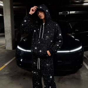 Novedad 2026: Chándales Transpirables Personalizados con Pedrería, Diseño Extragrande con Pedrería en Toda la Prenda para Hombre, Ropa Deportiva - Product Image 1