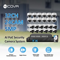 Sistema de Seguridad CCTV para Negocios 4COVR 24x 5Mp, 32 Canales, Interior/Exterior, Micrófono Integrado, PoE, Detección Facial por IA, Visualización por Aplicación Móvil