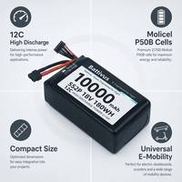 Pack de batteries au lithium rechargeable personnalisé 18V 5S2P Molicel P50B, haute décharge 12C 10000mAh, 60A continu, BMS, OEM