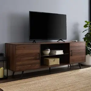 Projetos modernos de madeira para armário da unidade de tv com duas portas para móveis da sala de estar