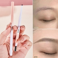 Crayon à sourcils double embout ultra-fin 1,2 mm certifié Halal BPOM, végétalien, à base de plantes, longue tenue, pour sourcils naturels et volumineux, marque privée