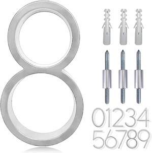 Número de casa flotante plateado de aleación de Zinc de 5 ", números de casa modernos de Metal, letrero de número de buzón de puerta de jardín con kit de clavos - Product Image 3