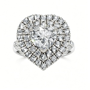 Anillo de Oro Sólido de 14K/18K con Diamante Creado en Laboratorio en Forma de Corazón, Halo Oculto Infinito, Joyería de Promesa - Product Image 1