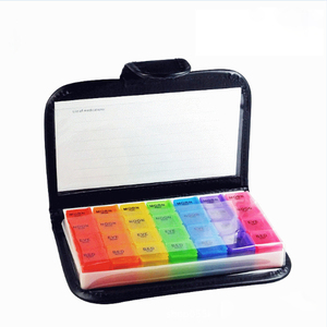 NBBLUESKY Notebook Style 7-Color Rainbow Travel Pill Storage Box 28 Grid Colorful Pill Box Hecho <span class=keywords><strong>de</strong></span> plástico duradero - Product Image 1