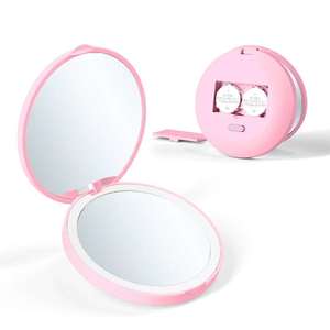 Miroir de <span class=keywords><strong>maquillage</strong></span> LED à grossissement 1X/2X avec lumière Miroir de poche rond avec logo personnalisé Petit miroir éclairé pour la promotion de cadeaux - Product Image 5