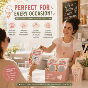 Tarjetas de Regalo Promocionales para Helados con Logotipo Personalizado Impreso Profesionalmente, Tarjetas Rasca y Gana a Color - Product Image 4