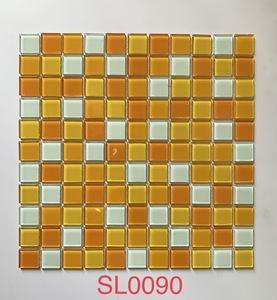 Giá rẻ 24x24mm và 48x48mm khảm thủy tinh thiết kế nóng bán lục giác nhọn màu vàng phòng tắm nhà bếp tường lưới trang trí khảm - Product Image 6