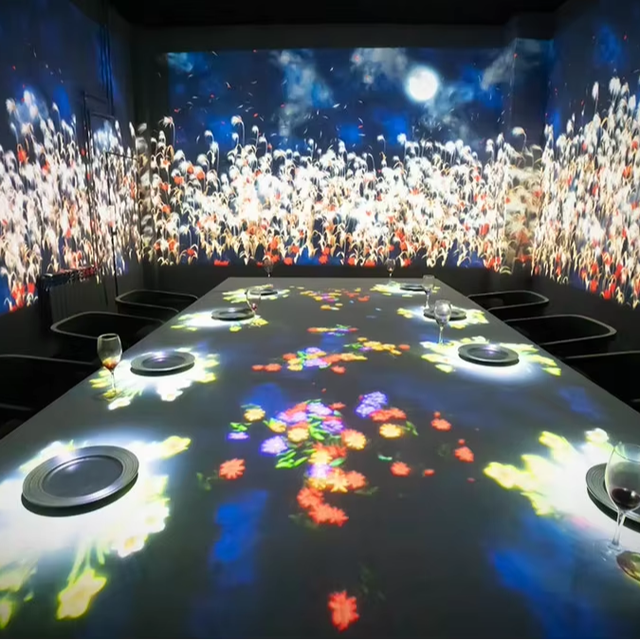 2025 Immersive Restaurant Interactive Projection Mapping Table Hologram 3D Indoor Metal Room Lights for Dining Experience
