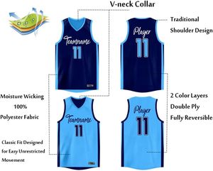 Ensemble de maillots de <span class=keywords><strong>basket</strong></span>-ball réversibles personnalisés Uniforme en maille de performance avec nom et numéro personnalisés pour hommes/garçons - Product Image 2