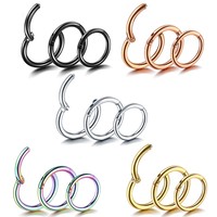 Anneau segmenté articulé en acier inoxydable hypoallergénique RQ, sans soudure, pour piercing de nez, septum, clicker, hélix - Vente en gros