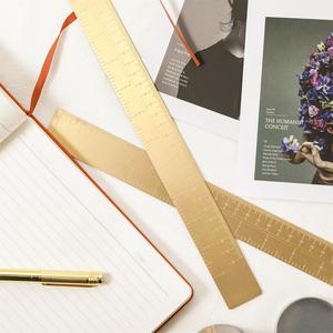 Maxery Light Règle de luxe en laiton massif Règle en laiton satiné mat Papeterie Fournitures de bureau <span class=keywords><strong>D</strong></span>écoration de bureau être Cadeau - Product Image 4