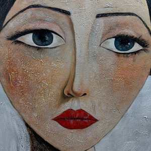 Contemporary Abstract Portrait Canvas Art <b>Print</b> <b>Framed</b> Oil Painting Hand Painted Indoor Wall Decor - Product Image 3