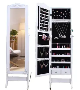 Luxury floor jewelry cheval standing mirror chest armoire furniture