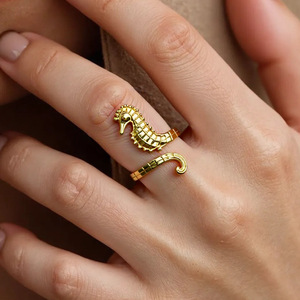 Stainless Steel <b>Ring</b> 18K Gold Plated Ocean Series Animal Shape Index Finger <b>Ring</b> Women's Jewelry Gift - Product Image 1