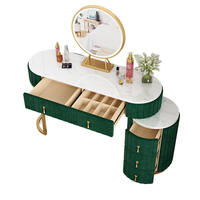 Ensemble coiffeuse moderne européenne en bois massif avec tiroir et miroir éclairé blanc pour chambre à coucher - Vente en gros