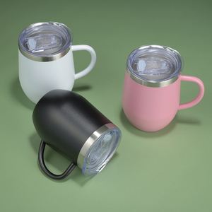 Taza de Café y Vaso para Vino con Recubrimiento en Polvo de 12 oz, Personalizado para Regalo de Empleados de Bodas y Fiestas, para Bebidas Frías y Calientes, con Tapa y Asa - Product Image 5