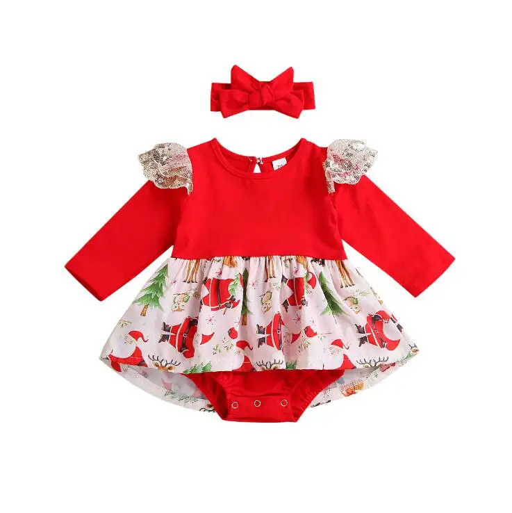 Bebé niña vestidos de niñas ropa de bebé vestidos con patrón de Santa Claus