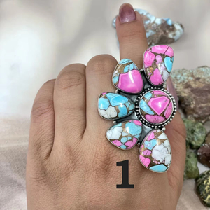 Artisan Handmade Cotton Candy Turquoise Sterling <b>Silver</b> <b>Adjustable</b> <b>Ring</b> - Product Image 1