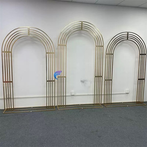 Arco de boda de acero inoxidable de alta calidad Fondo de decoración de puerta de Metal dorado grande para bodas - Product Image 6
