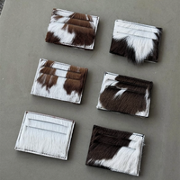 Dompet Kulit Bulu Sapi Bergaya Vintage, Tempat Kartu Kredit & ID, Dompet Kulit Custom