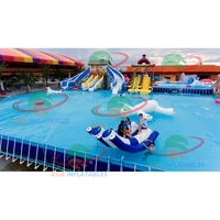 Parc aquatique gonflable géant avec toboggan, pour adultes