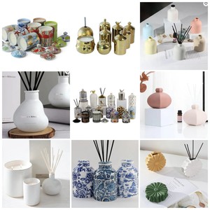 Difusor <span class=keywords><strong>de</strong></span> caña <span class=keywords><strong>de</strong></span> cerámica clásico contemporáneo, botella <span class=keywords><strong>de</strong></span> aceite esencial para oficina en casa interior, florero <span class=keywords><strong>de</strong></span> cerámica pequeño - Product Image 5