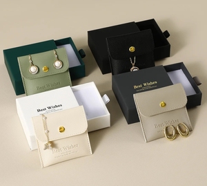 Boîte à bijoux personnalisée à tiroir imprimé microfibre cadeau collier bijoux emballage sac pochette et boîte - Product Image 6