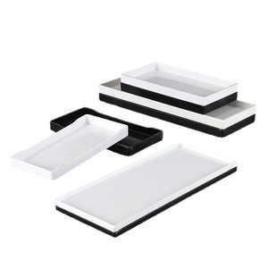 Bandeja rectangular de melamina, larga, estrecha, poco profunda, de plástico, plana, para servicio de café y té en hoteles. - Product Image 3