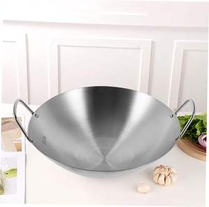 <span class=keywords><strong>Wok</strong></span> en acier inoxydable à fond rond avec double poignée <span class=keywords><strong>Wok</strong></span> de qualité professionnelle pour la cuisine de restaurant à domicile - Product Image 1